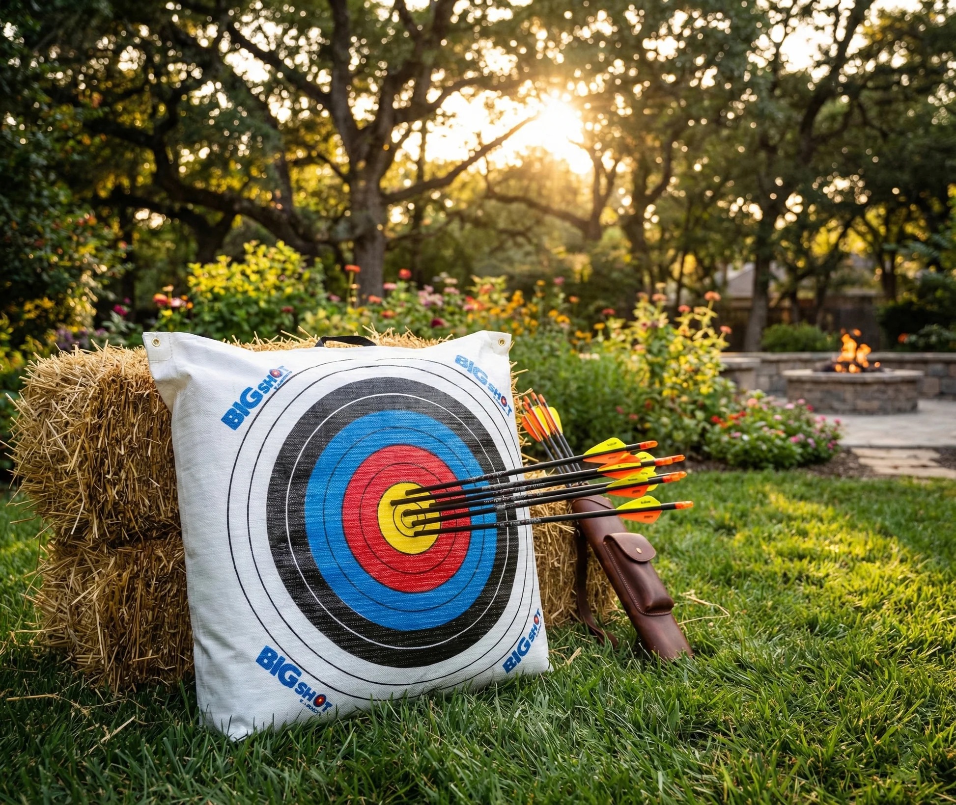 Archery target on the outdoor range at Marwell Resort.